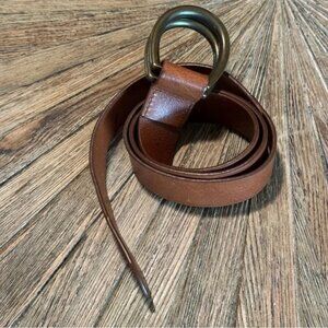 AG Adriano Goldschmied Caramel Brown Leather DRing Belt Italy Metal double brass